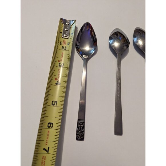 VTG CARLYLE Hong Kong stainless cameo pattern lot 5 teaspoons replacement - Picture 11 of 11
